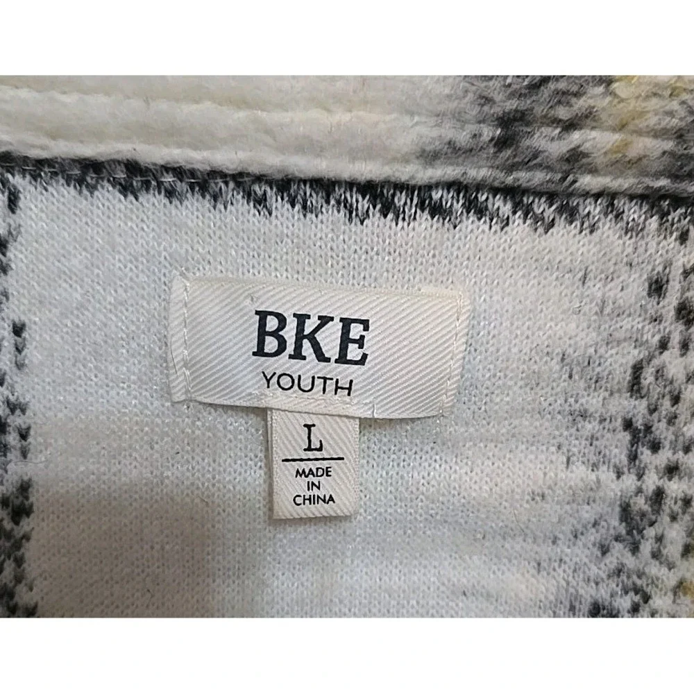 Bke Youth Flannel Shacket Jacket Button-Up Girls Size L White Orange Green Black